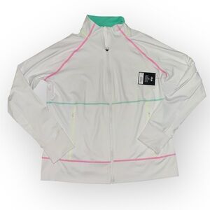 NWT Fila Women's White Track Jacket with Pink and Green Accents XL